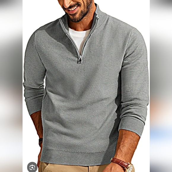 Other - Men's Classic Gray Zip-Up Sweater 0114
